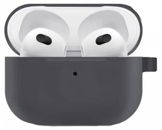 Чехол силиконовый для Airpods 3 case, X-CASE, угольно-серый с карабином