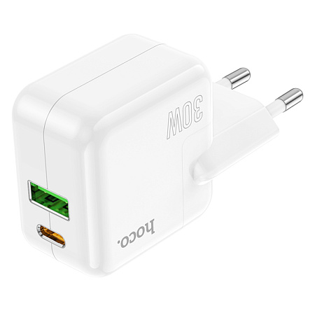 Сетевое зарядное устройство, 1 PD 35W + 1 USB 3.0 QC (C111A), HOCO, белый
