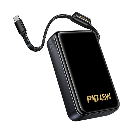 Универсальный Доп. Аккумулятор 20000mAh, Q54, HOCO, выход 1 USB (22.5W) + 1 PD (45W), кабель: Type-C 45W, черный