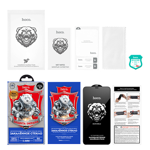 Защитное стекло на iPhone X/XS/11 Pro (A777), HOCO, HD, черное Защитное стекло на iPhone X/XS/11 Pro (A777), HOCO, HD, черное