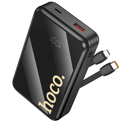 Универсальный Доп. Аккумулятор 20000mAh, Q37A, HOCO, выход: 1 USB (22.5W), 1 PD (20W), 2 кабеля, черный