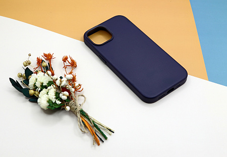 Чехол-накладка для iPhone 14, экокожа, магнитный (MagSafe), синий