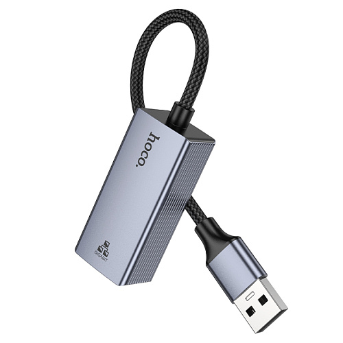 USB интернет адаптер , сетевой стандарт: 10/100/1000Mbps, UA37, HOCO, серый