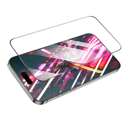 Защитное стекло для iPhone 16 Pro/17, A34, HOCO, 9D large arc dustproof glass, черное