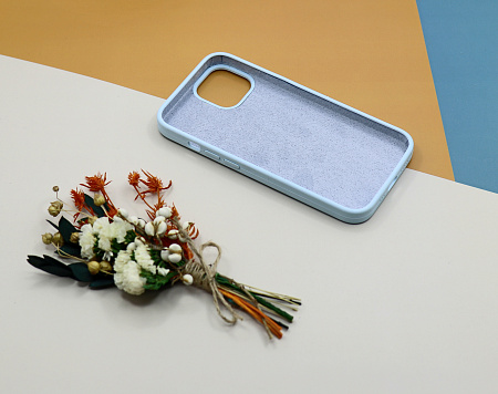 Чехол-накладка для iPhone 14, Silicon Case, без лого, небесно-голубой