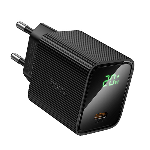Сетевое зарядное устройство, 1 PD 20W  (CS82A), HOCO, с дисплеем, черный