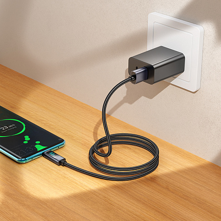 USB Кабель Type-C, HOCO, X112, 1 метр, с дисплеем, цвет черный