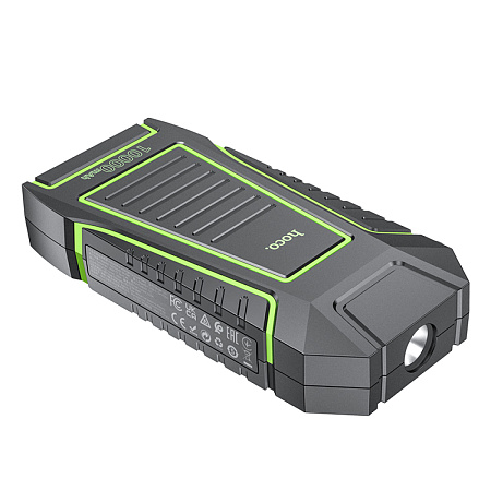Универсальный Доп. Аккумулятор 10000mAh, QS1, HOCO, 12V(запуск двигателя авто)+2USB (5V/2A)+ фонарик, черный
