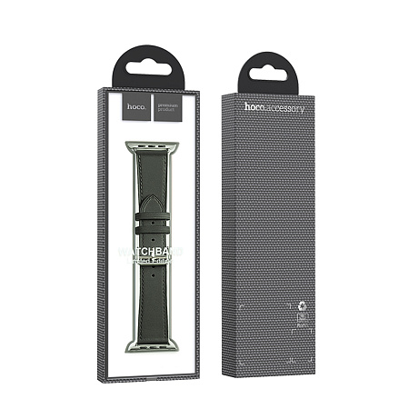 Ремешок на руку для Apple Watch 44/45/46/49 мм, HOCO, WA17, коровья кожа, темно-зеленый