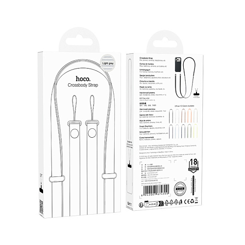 Шнурок для телефона универсальный, GH11, Hoco, стильный, цвет светло серый