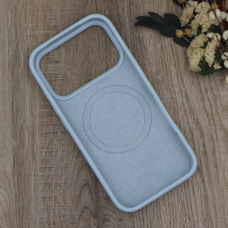 Чехол-накладка для iPhone 17 Pro Max, Silicon Case, магнитный (MagSafe), с дизайном, без лого, X-CASE, светло-голубой