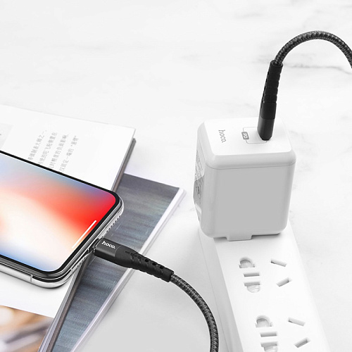 USB дата кабель Lightning, HOCO, S4 with timing display, черный