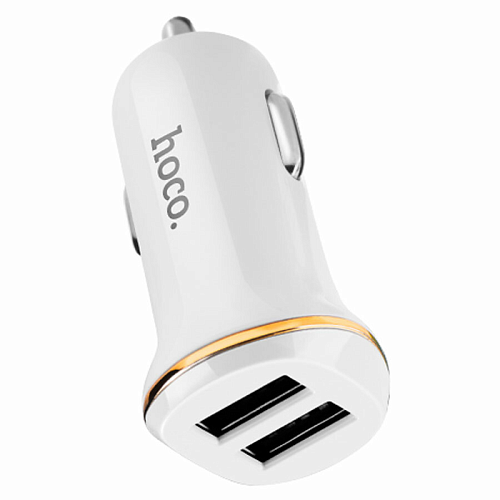 Автомобильное зарядное устройство, 2 USB 2.1A (Z1), usb cable lightning, HOCO, белый