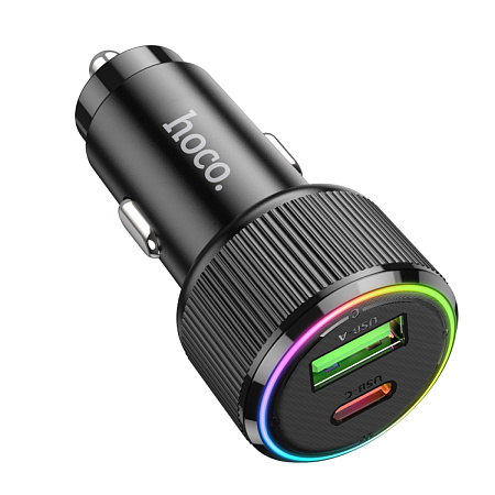 Автомобильное зарядное устройство, 1 USB QC3.0 18W, 1 PD 20W (NZ14A), HOCO, черный