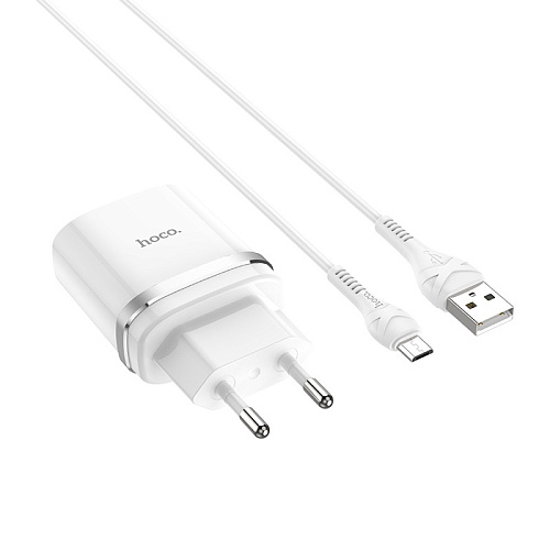 Сетевое зарядное устройство, 1 USB 3.0A (C12Q), HOCO, Micro, белый
