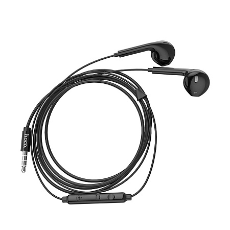 Проводные наушники M55  Memory sound wire control, HOCO, черные