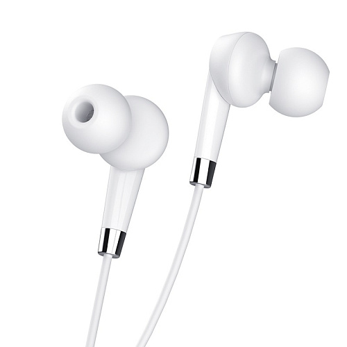Проводные наушники M58 Amazing universal earphones with mic, hoco, белые