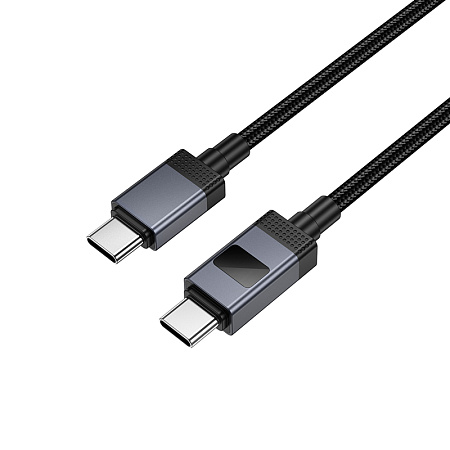 Кабель Type-C на Type-C, HOCO, X118, 1м, 60W, с дисплеем, черный