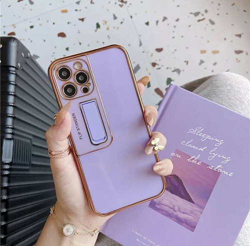 Чехол силиконовый для iPhone 13 mini (5.4), глянцевый с подставкой, X-CASE, сиреневый