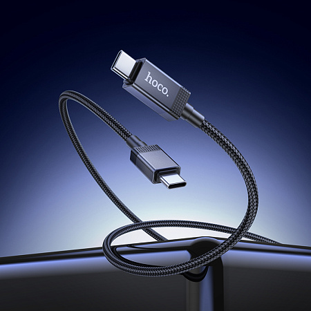 Кабель Type-C на Type-C, HOCO, X118, 1м, 60W, с дисплеем, черный