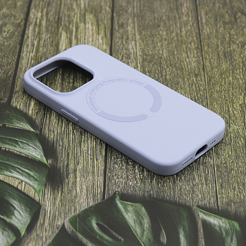 Чехол-накладка для iPhone 15 Pro, Silicon Case, магнитный (MagSafe), без лого, X-CASE, светло-голубой