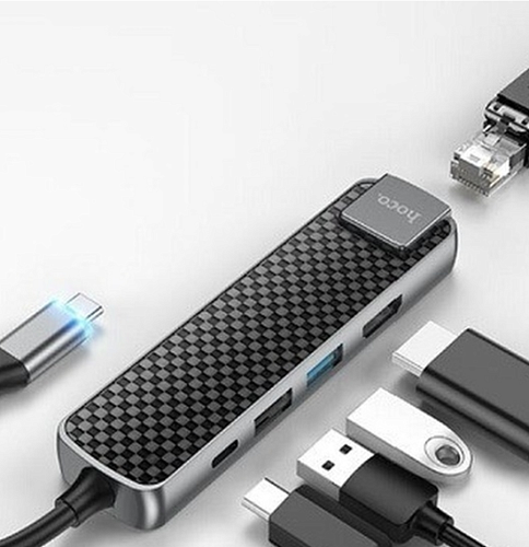 USB  (HB24) c 1 Type-C  HDMI+USB3.0+USB 2.0+MicroSD+SD+USB-C, HOCO,  