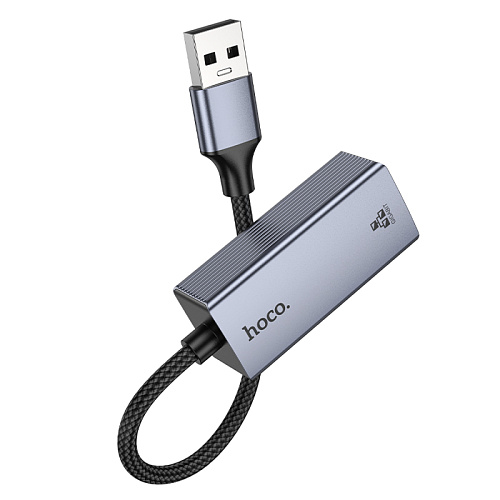 USB интернет адаптер , сетевой стандарт: 10/100/1000Mbps, UA37, HOCO, серый