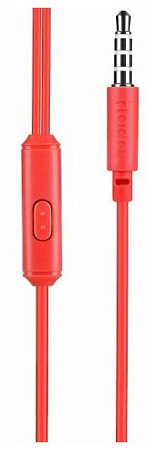 Проводные наушники M14 Universal Earphone, вакуумные с микрофоном, HOCO, красные