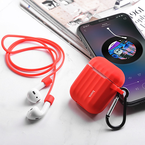 Чехол силиконовый для Airpods 1/Airpods 2, WB10, HOCO, красный