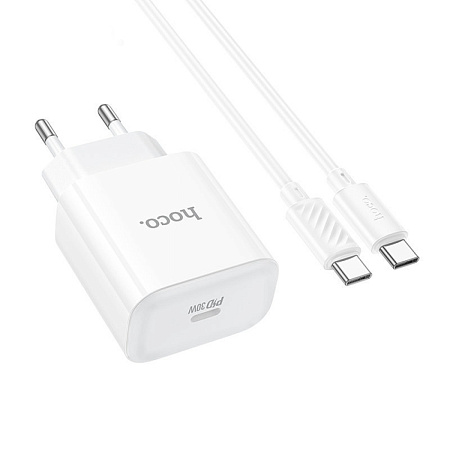 Сетевое зарядное устройство, 1 PD 30W (C76A Pro), HOCO, Type-C to Type-C, белый