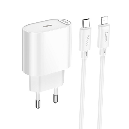 Сетевое зарядное устройство, 1 PD 20W (C109A), HOCO, Type-C to Lightning, белый