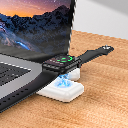 Универсальный Доп. Аккумулятор 1000mAh, J120, HOCO, зарядное устройство для iWatch, белый