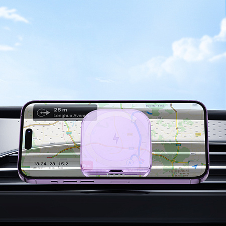Держатель автомобильный на решетку Magsafe с беспроводной зарядкой, HW17, HOCO, фиолетовый