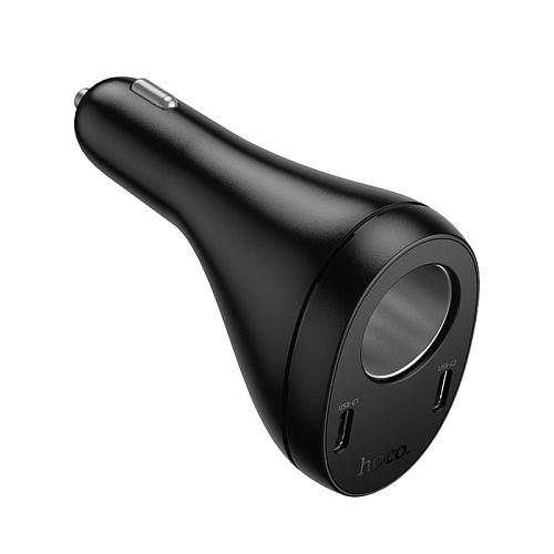 Разветвитель прикуривателя на 2 PD +1 USB +1 прикуриватель, Z61, с дисплеем, черный