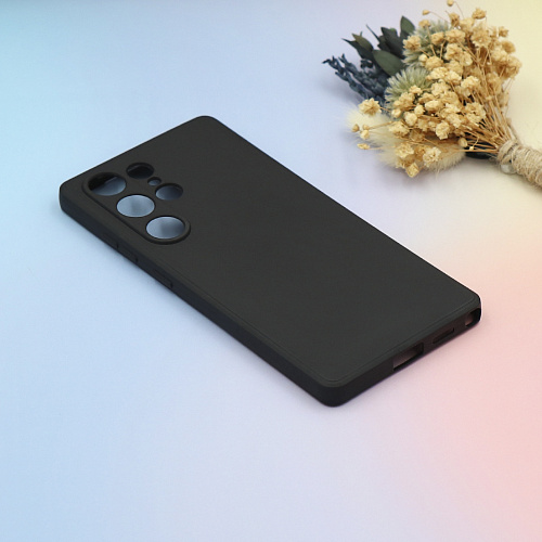 Чехол силиконовый для Samsung Galaxy S24 Ultra, с микрофиброй внутри, с защитой камеры, X-CASE, черный