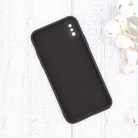 Чехол силиконовый для iPhone X/XS, с микрофиброй внутри, с защитой камеры, X-CASE, черный