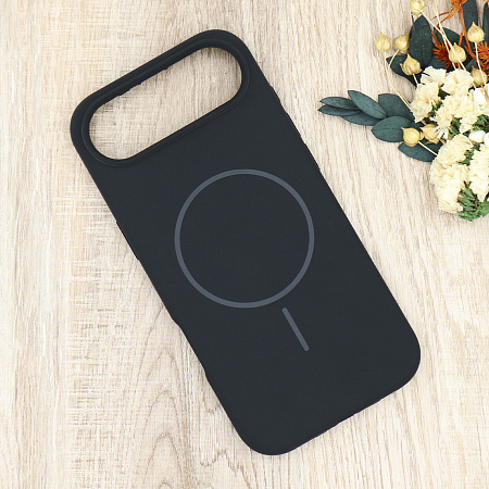 Чехол-накладка для iPhone 17 Air, Silicon Case, магнитный (MagSafe), без лого, X-CASE, черный