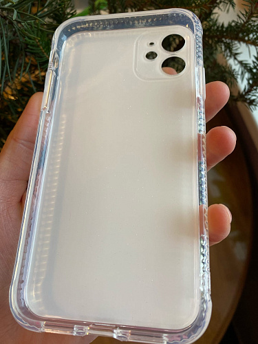 Чехол силиконовый для iPhone 11 (6.1), переливающийся, X-CASE, розово-желтый