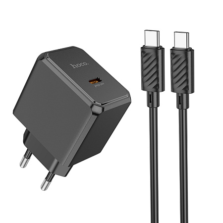 Сетевое зарядное устройство, 1 PD 30W (CS15A), HOCO, Type-C to Type-C, черный