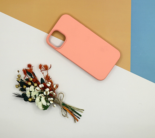 Чехол - накладка для iPhone 13, Silicon Case, без лого, лососевый