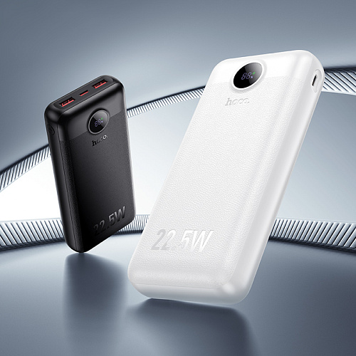 Универсальный Доп. Аккумулятор 20000mAh, J172A, HOCO, выход: 1 USB (22.5W), 1 PD (20W), с дисплеем, белый