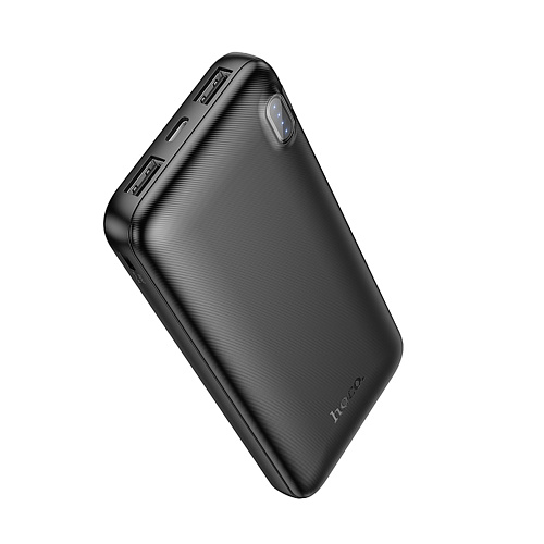 Универсальный Доп. Аккумулятор 10000mAh, J128, HOCO, выход: 2 USB (5V/2A), черный