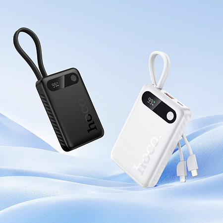 Универсальный Доп. Аккумулятор 10000mAh, J171, HOCO, выход: 1 USB (22.5), 1 PD (20W), с двумя кабелями, черный