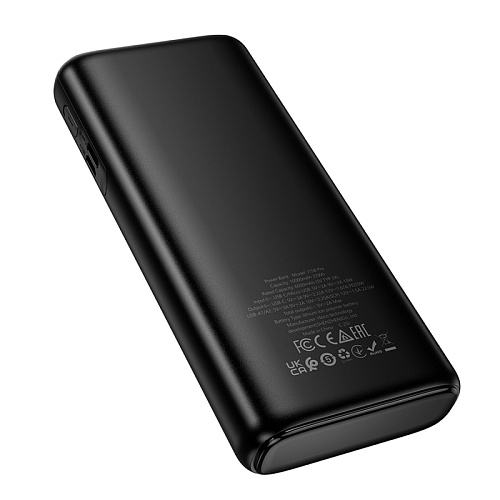 Универсальный Доп. Аккумулятор 10000mAh, J158 Pro, HOCO, выход: 1 USB (22.5W), 1 PD (20W), черный