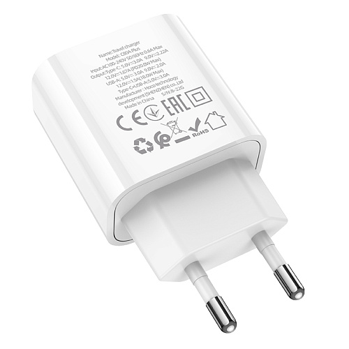 Сетевое зарядное устройство, 1 PD 20W + 1 USB 3.0 QC (C80A Plus), HOCO, белый