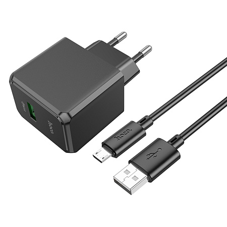 Сетевое зарядное устройство, 1 USB 3.0 QC 18W (CS12A), HOCO, Micro, черный