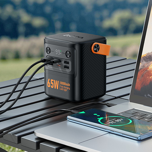 Универсальный Доп. Аккумулятор 80000mAh, J152 Pro, HOCO, выход: 1 USB 22.5W+ 3 USB 5V/2+2 PD 65W, черный