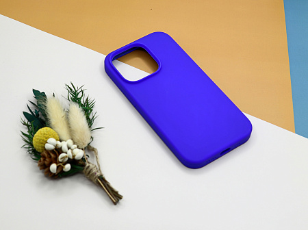 Чехол-накладка для iPhone 14 Pro, Silicon Case, без лого, пурпурно-синий