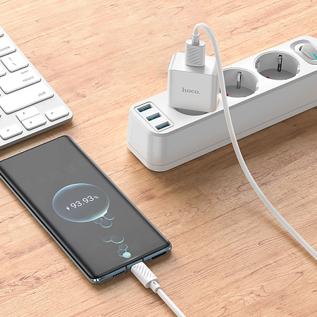 Сетевое зарядное устройство, 1 USB 2.1A (C106A), HOCO, Type-C, белый