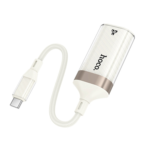 Переходник с Type-C на RJ45, UA41B, HOCO, 100mbps, сеть: 10/100Mbps, белый